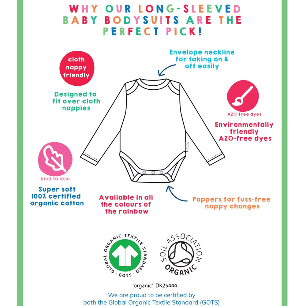 Organic Purple Basic Long-Sleeved Baby Bodysuit Toby Tiger