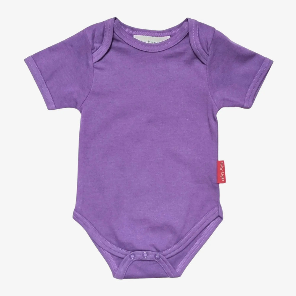 Organic Purple Basic Short-Sleeved Baby Bodysuit Toby Tiger