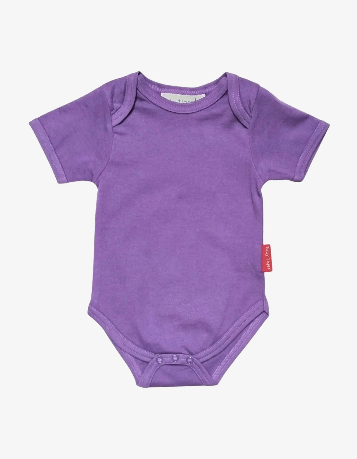 Organic Purple Basic Short-Sleeved Baby Bodysuit Toby Tiger