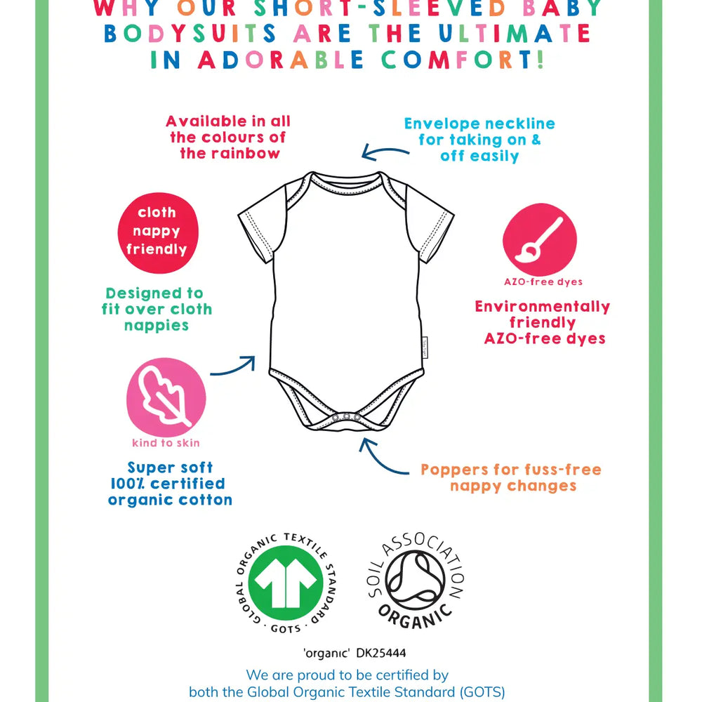 Organic Purple Basic Short-Sleeved Baby Bodysuit Toby Tiger