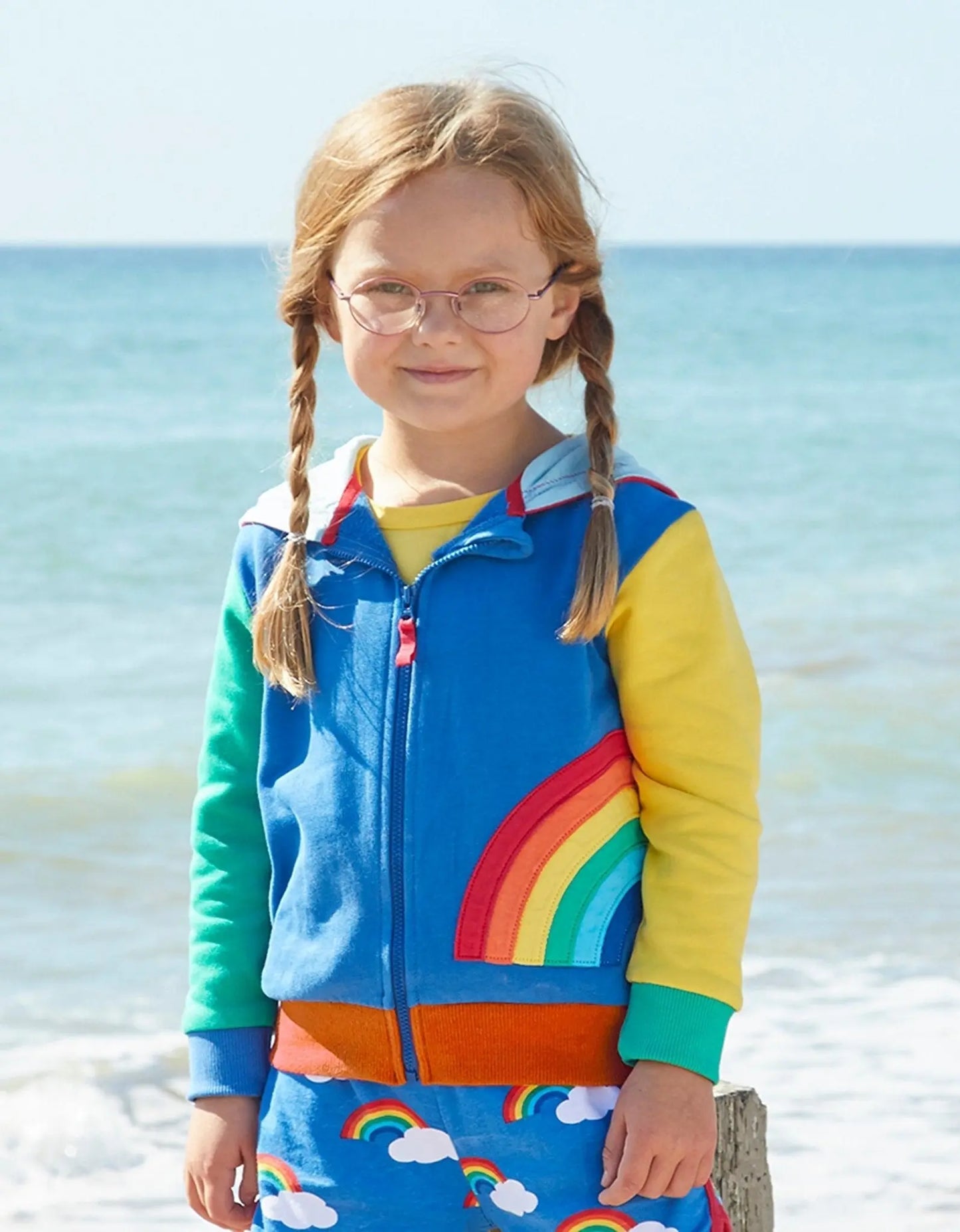 Organic Rainbow Applique Hoodie Toby Tiger