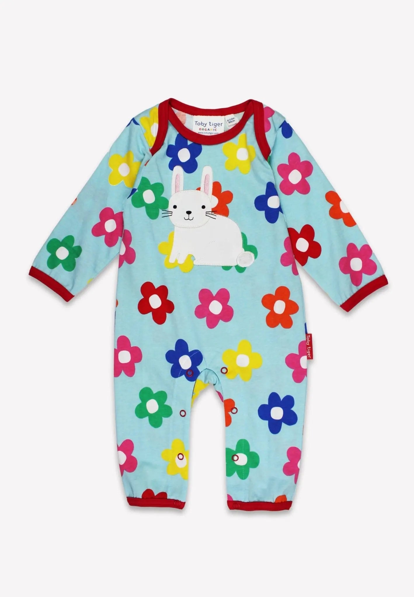Organic Rainbow Bloom Bunny Applique Sleepsuit Toby Tiger