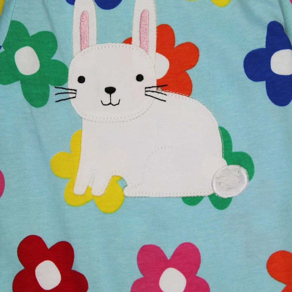 Organic Rainbow Bloom Bunny Applique Sleepsuit Toby Tiger