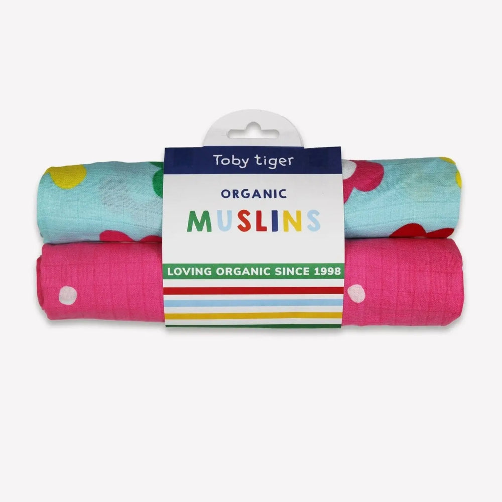 Organic Rainbow Bloom Print 2 Pack Muslins Toby Tiger