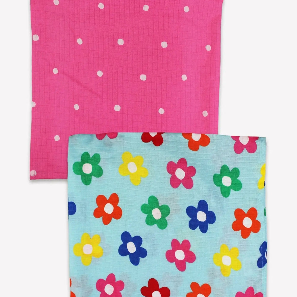 Organic Rainbow Bloom Print 2 Pack Muslins Toby Tiger