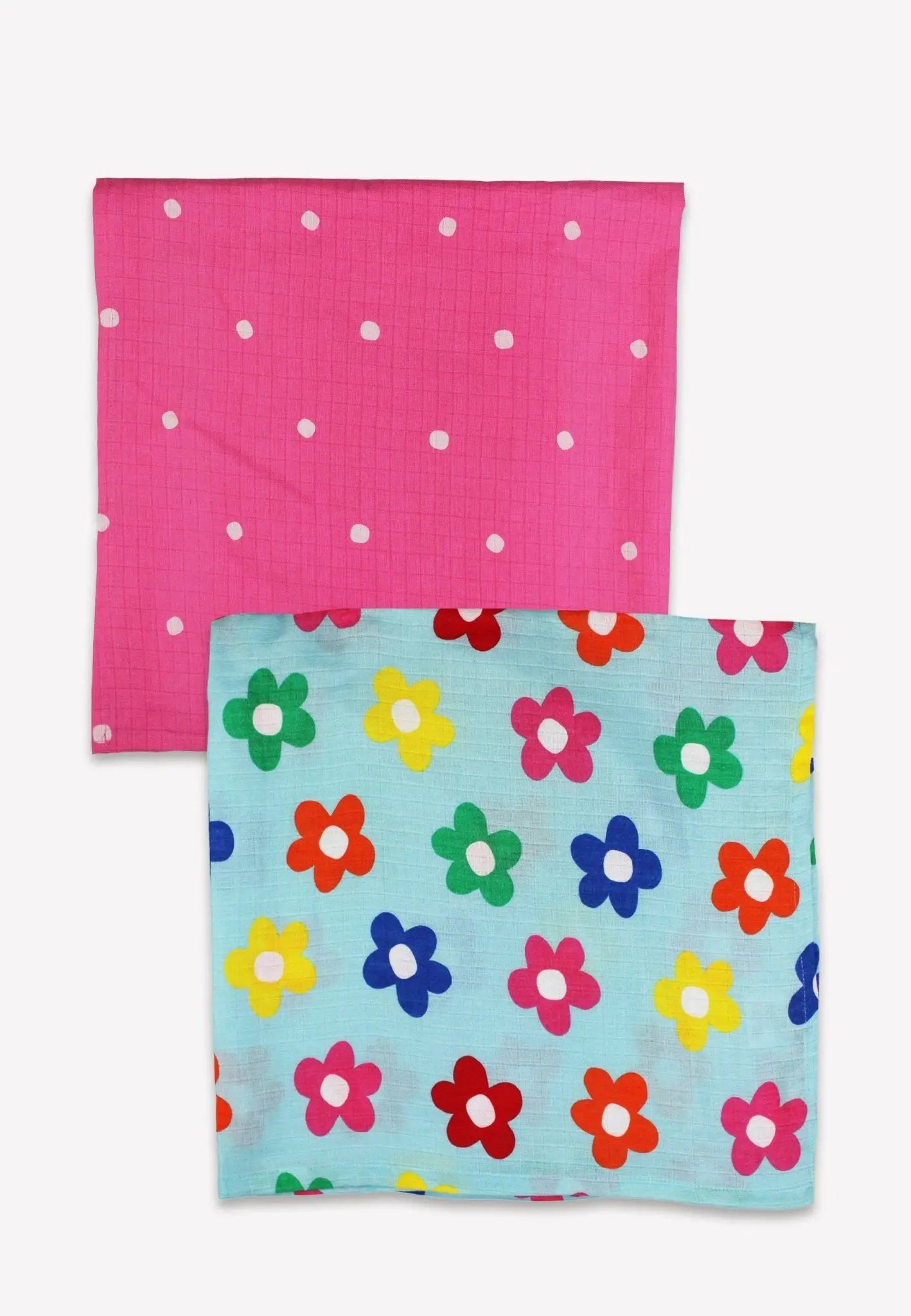 Organic Rainbow Bloom Print 2 Pack Muslins Toby Tiger