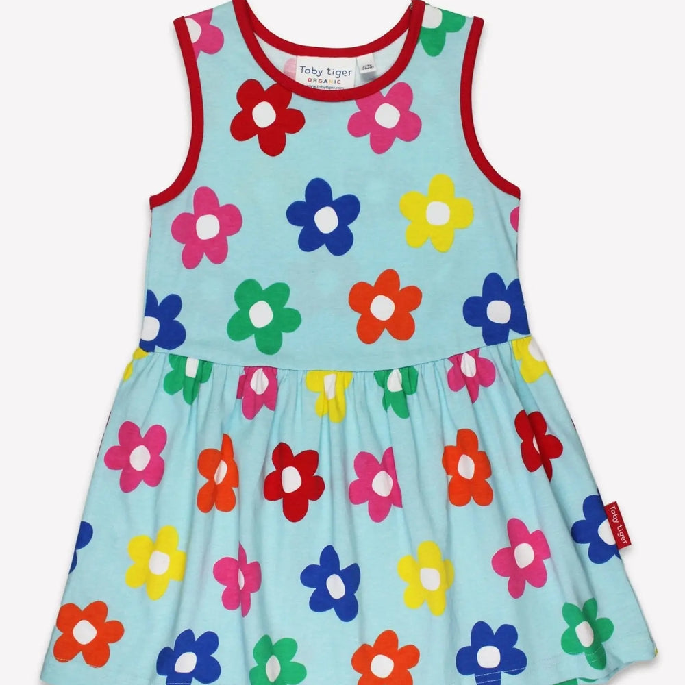 Organic Rainbow Bloom Print Summer Dress Toby Tiger