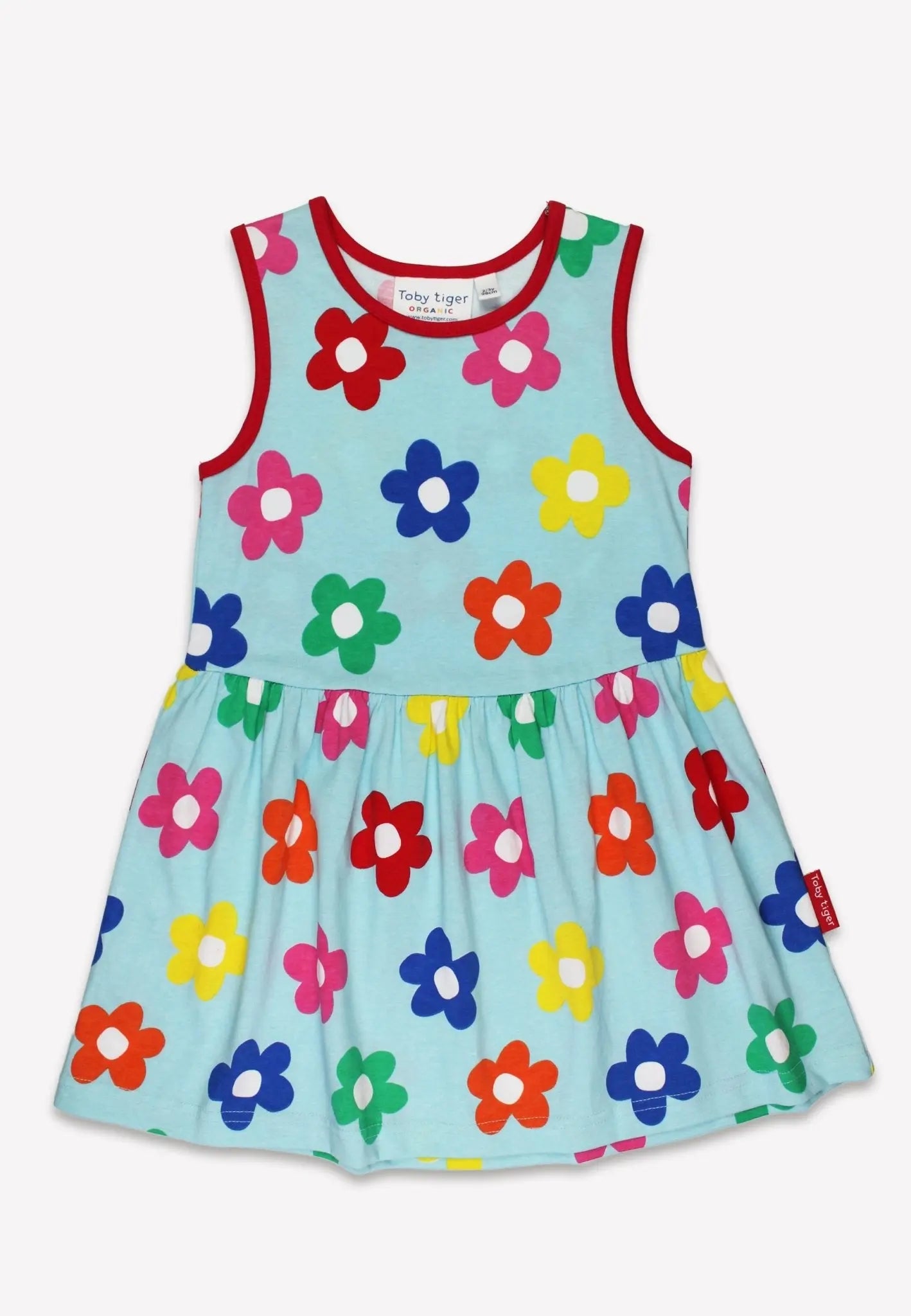 Organic Rainbow Bloom Print Summer Dress Toby Tiger