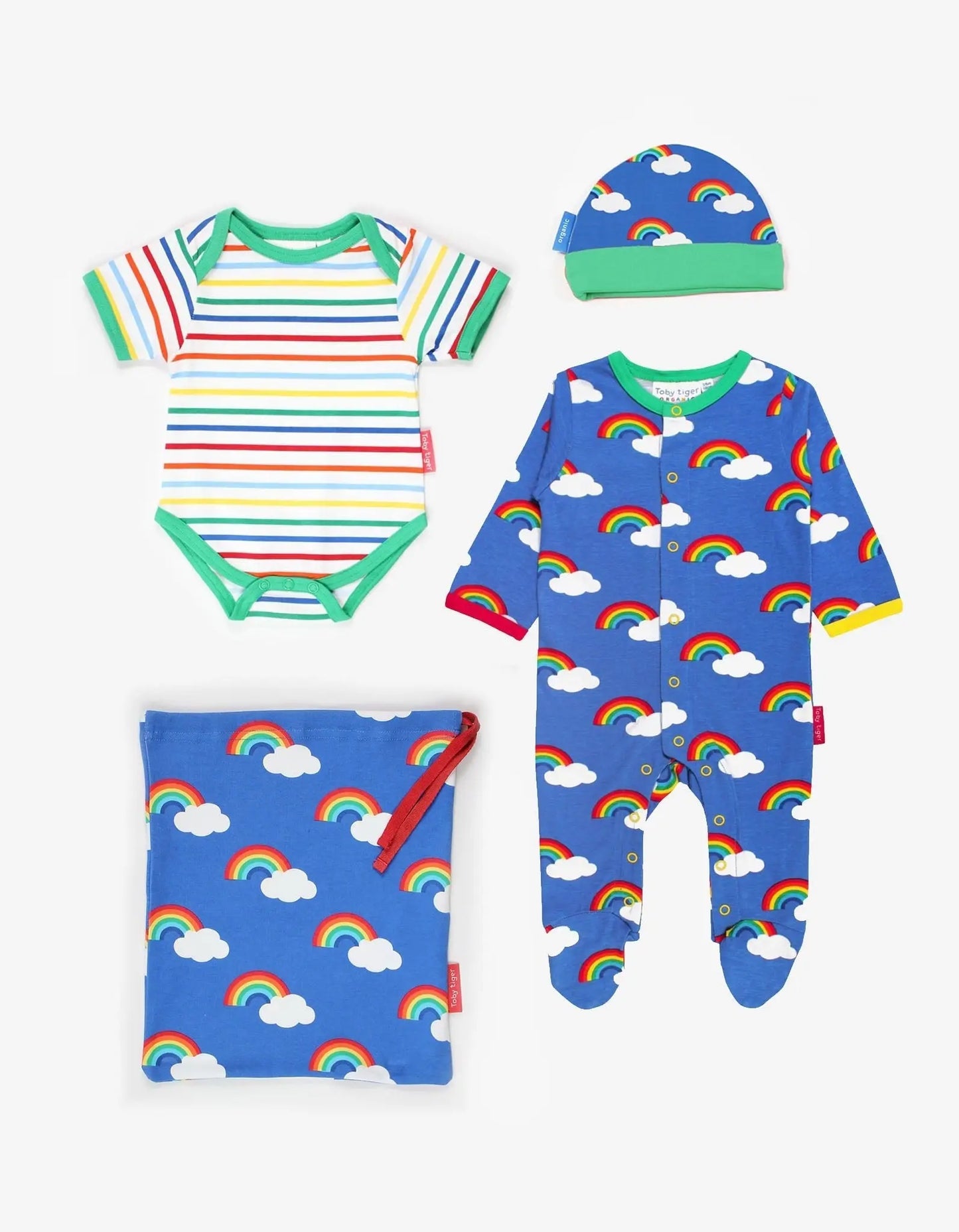 Organic Rainbow Print Baby Gift Set - Newborn / 50cm Toby Tiger