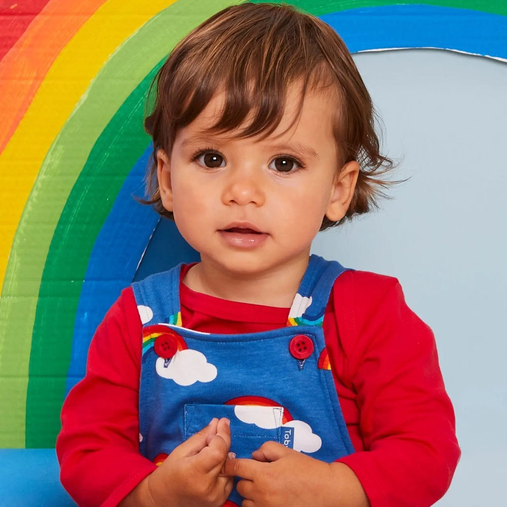 Organic Red Basic Long-Sleeved Baby Bodysuit Toby Tiger