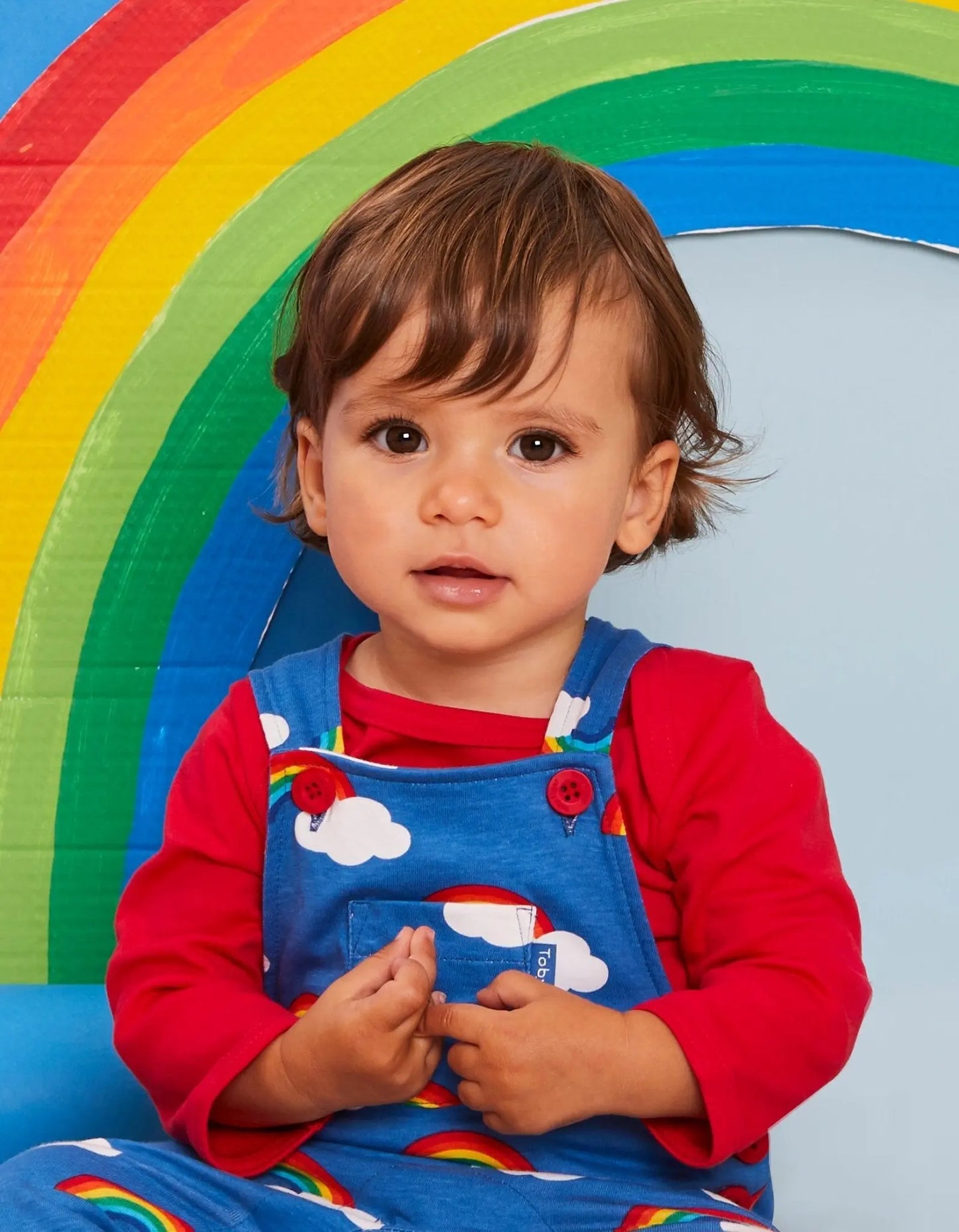 Organic Red Basic Long-Sleeved Baby Bodysuit Toby Tiger