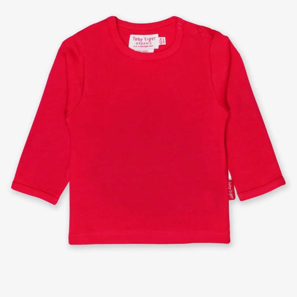 Organic Red Basic Long-Sleeved T-Shirt Toby Tiger