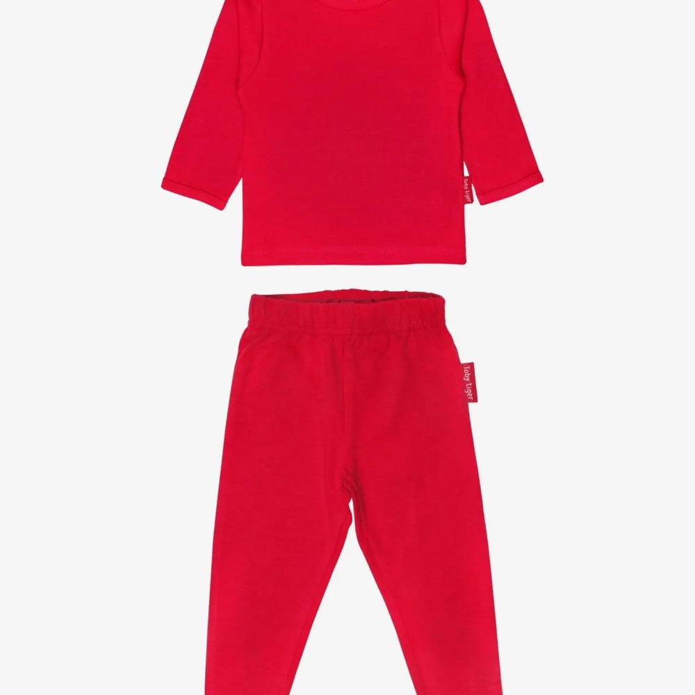 Organic Red Basic Long-Sleeved T-Shirt & Leggings Bundle Toby Tiger