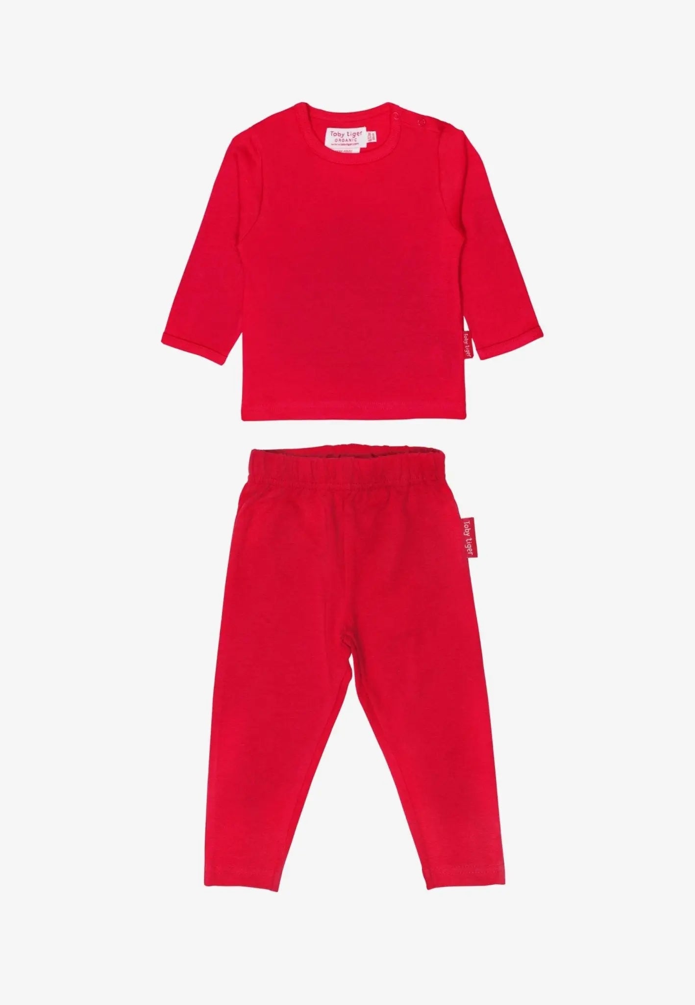 Organic Red Basic Long-Sleeved T-Shirt & Leggings Bundle Toby Tiger