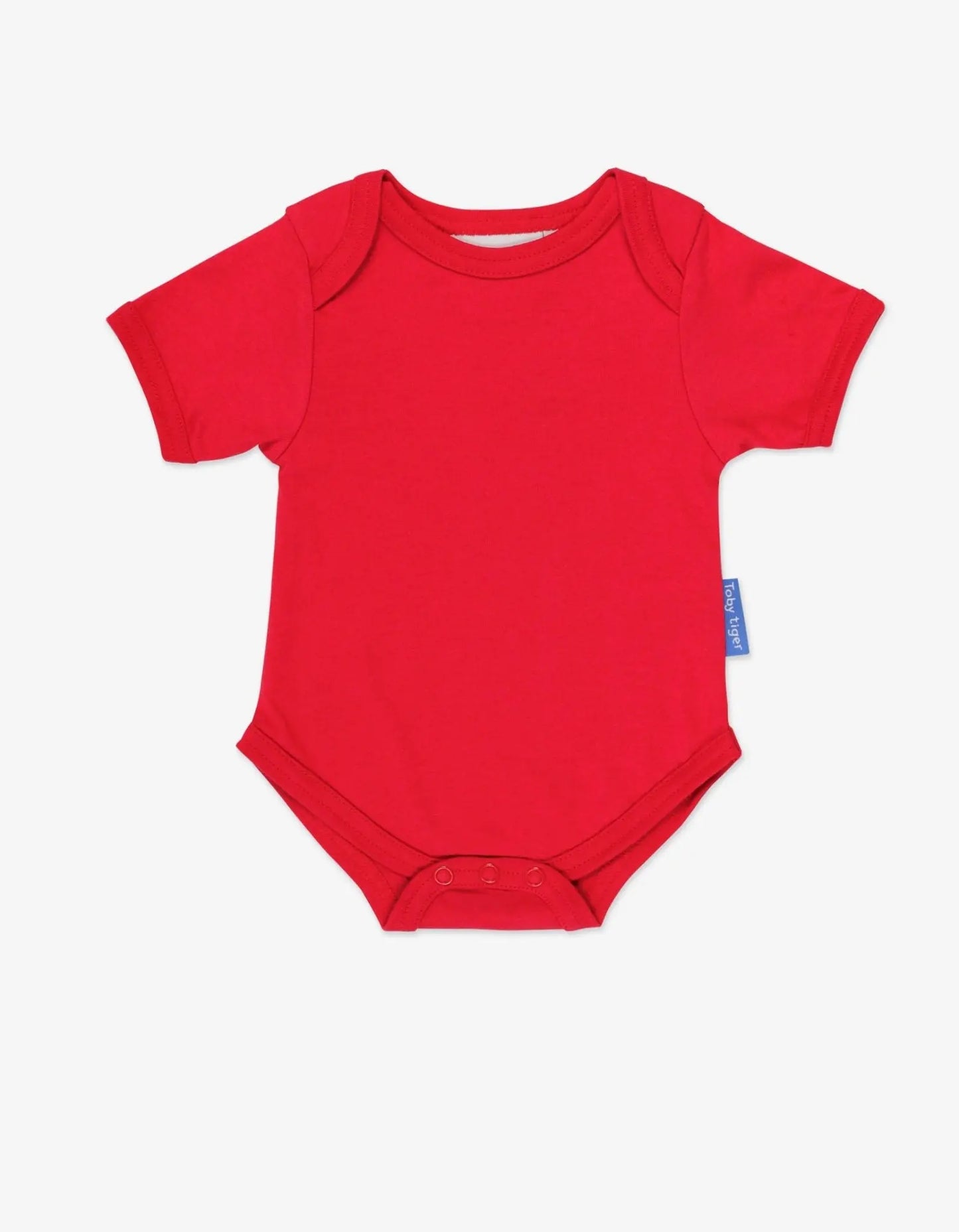 Organic Red Basic Short-Sleeved Baby Bodysuit Toby Tiger