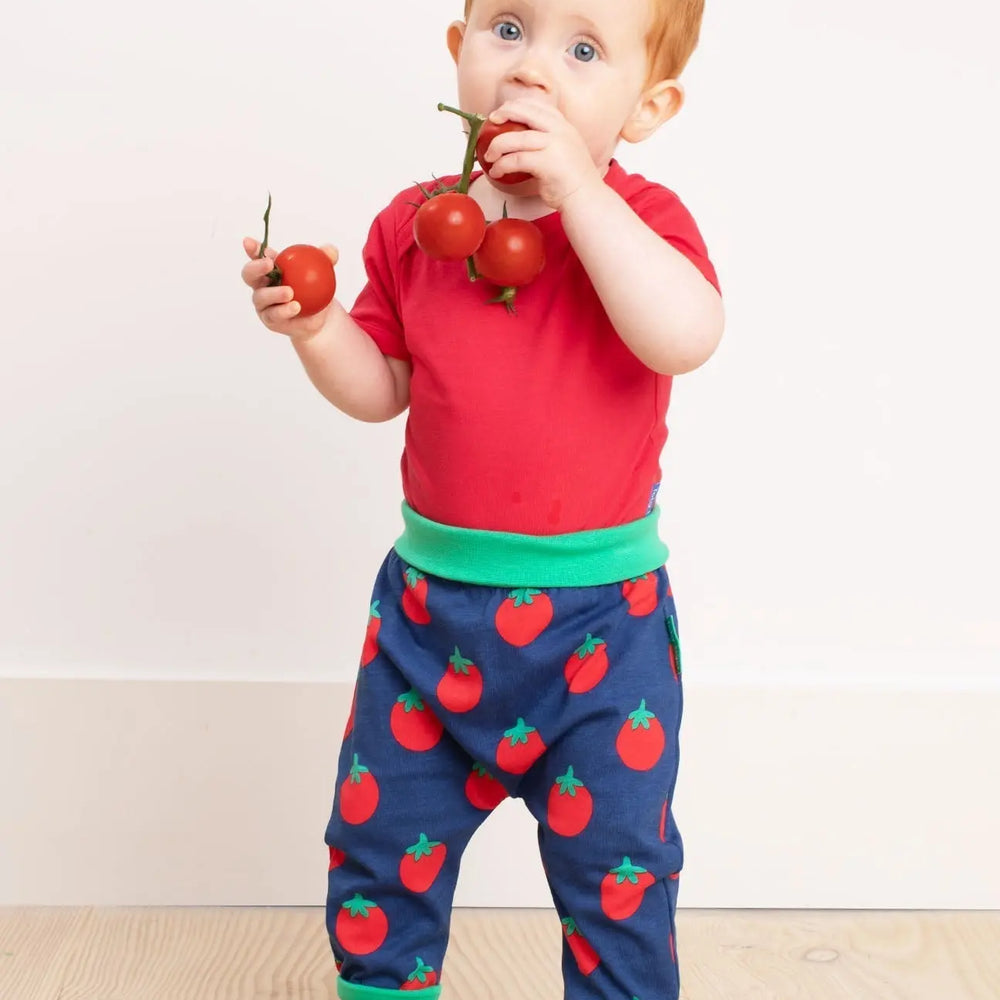 Organic Red Basic Short-Sleeved Baby Bodysuit Toby Tiger