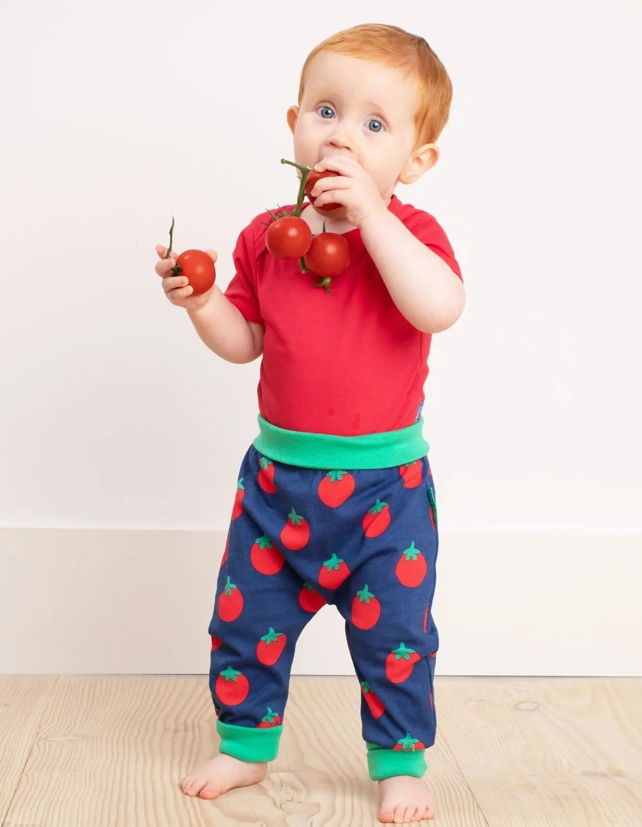 Organic Red Basic Short-Sleeved Baby Bodysuit Toby Tiger