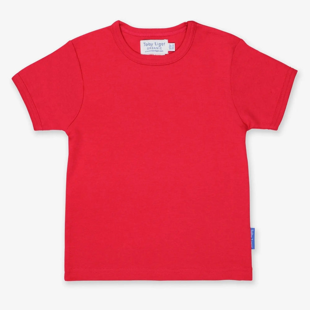 Organic Red Basic Short-Sleeved T-Shirt Toby Tiger
