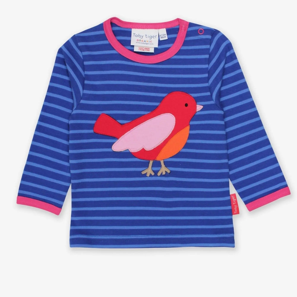 Organic Red Bird Applique Long-Sleeved T-Shirt Toby Tiger