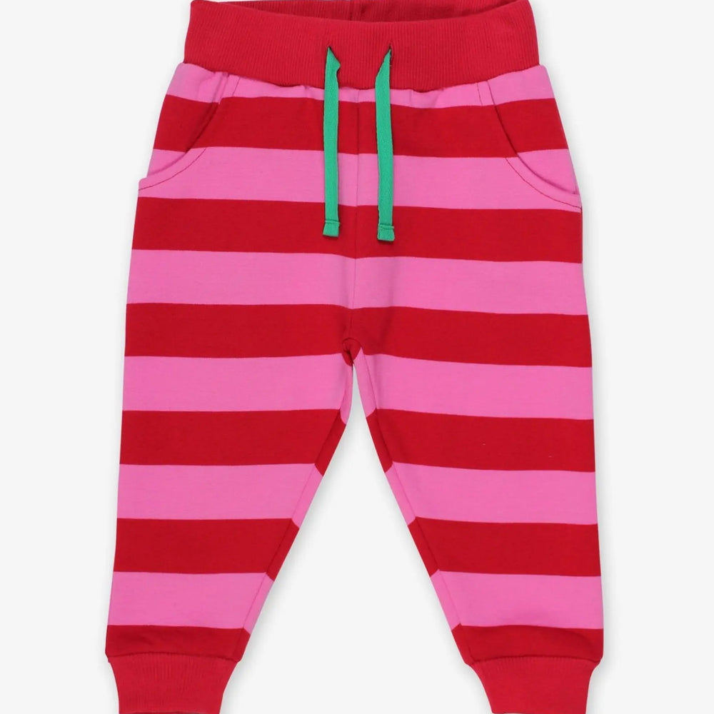 Organic Red Pink Striped Joggers Toby Tiger