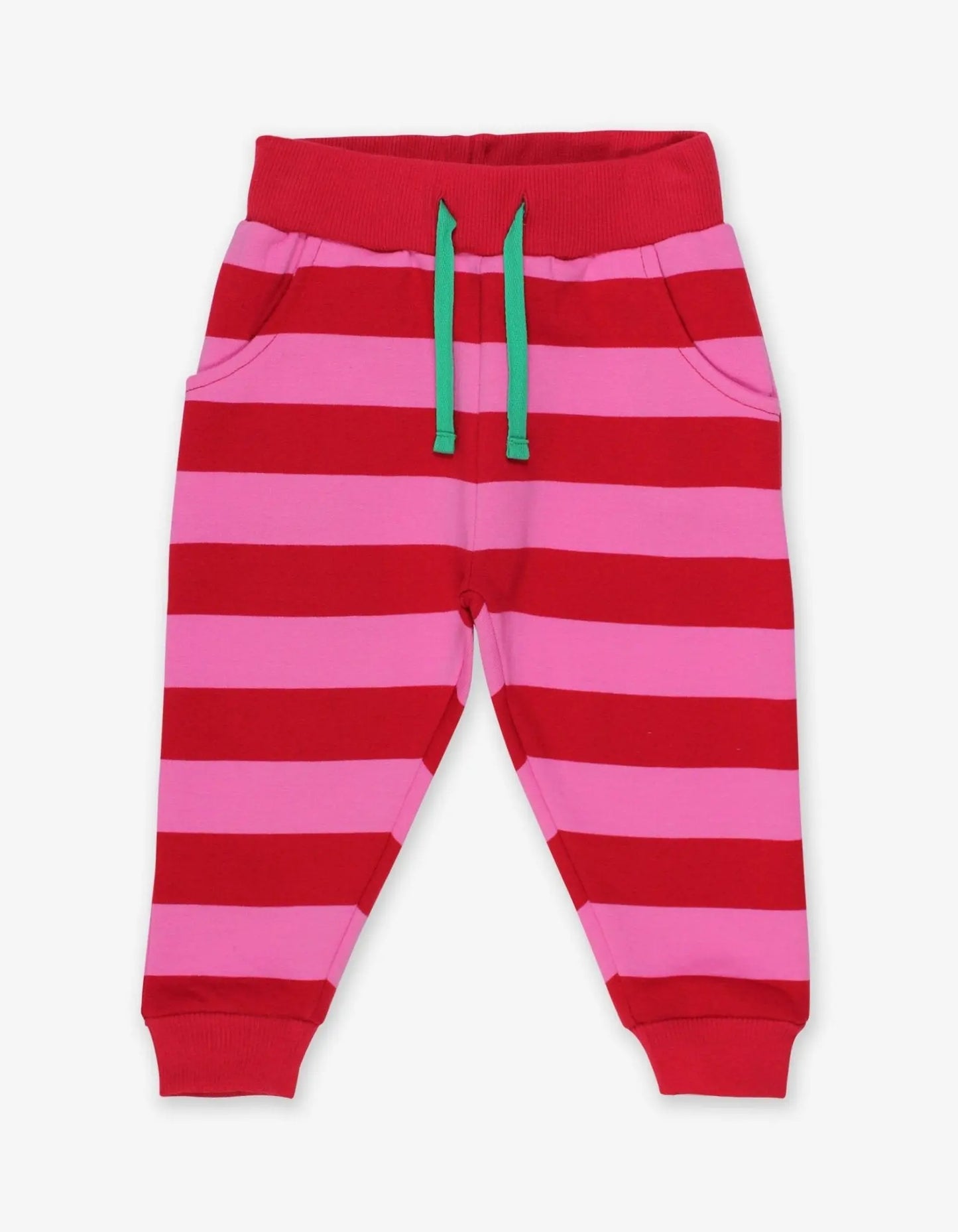 Organic Red Pink Striped Joggers Toby Tiger