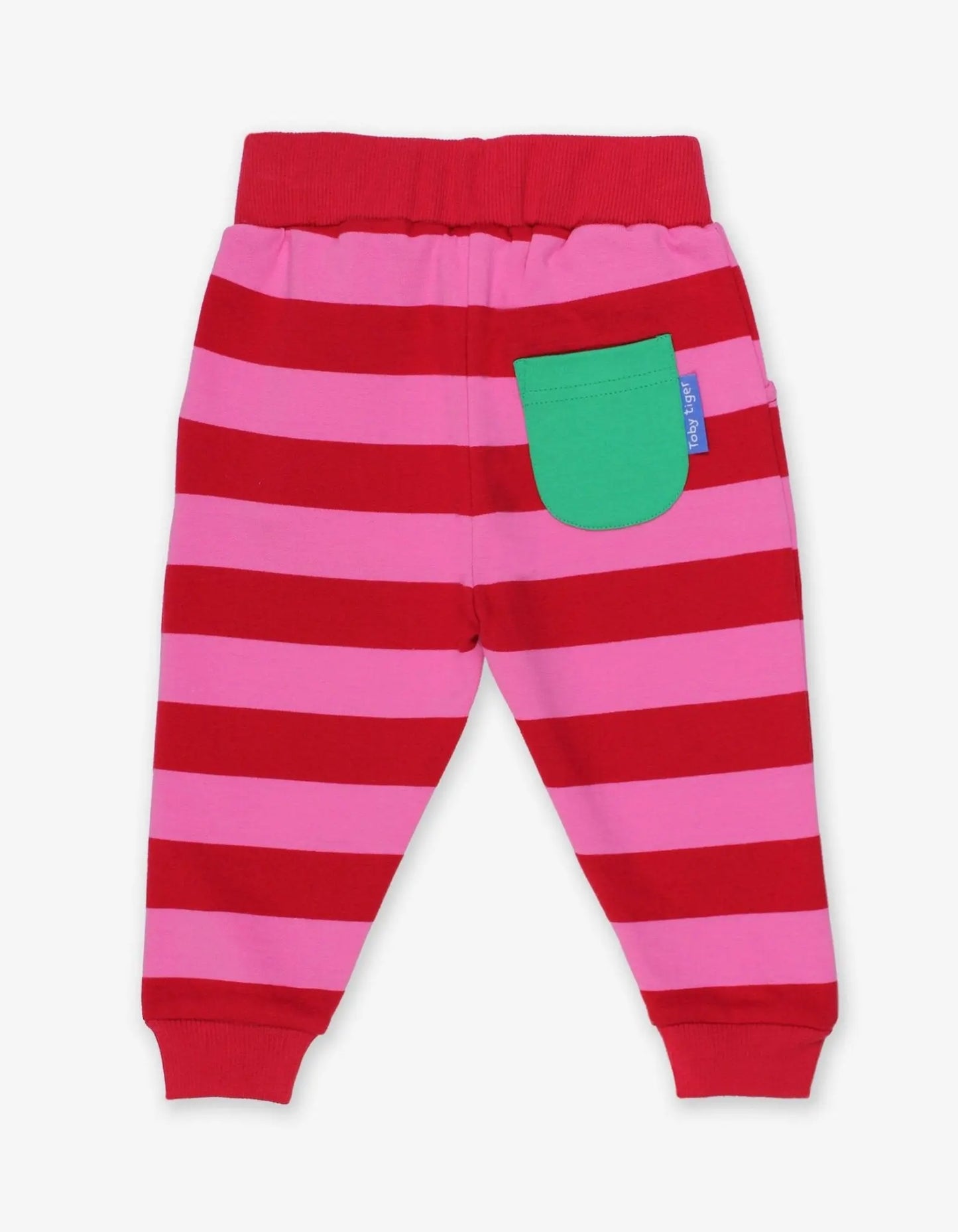 Organic Red Pink Striped Joggers Toby Tiger