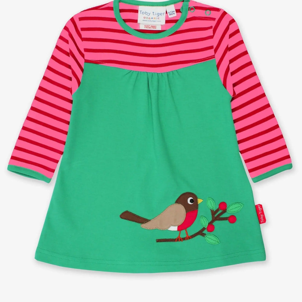 Organic Robin Applique Dress Toby Tiger