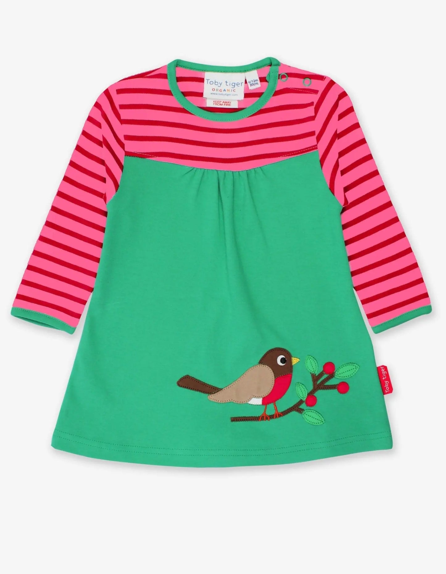 Organic Robin Applique Dress Toby Tiger