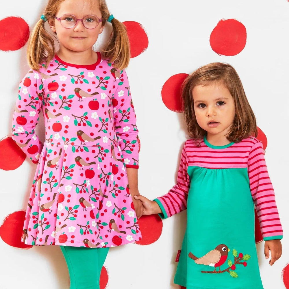 Organic Robin Applique Dress Toby Tiger