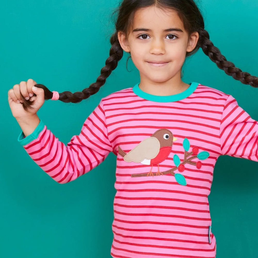 Organic Robin Applique Long-Sleeved T-Shirt Toby Tiger