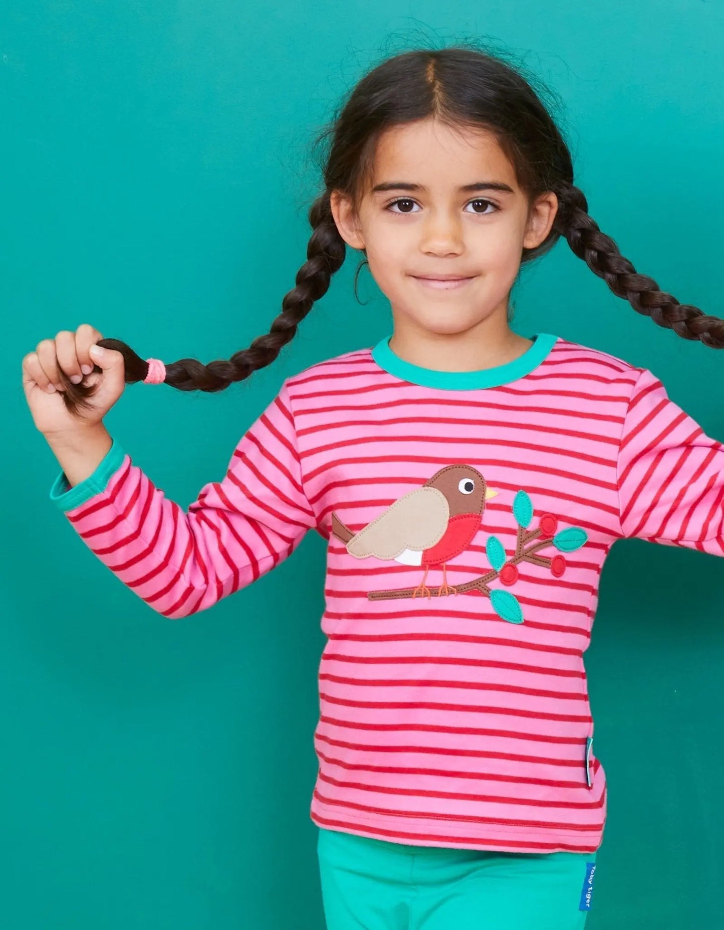 Organic Robin Applique Long-Sleeved T-Shirt Toby Tiger