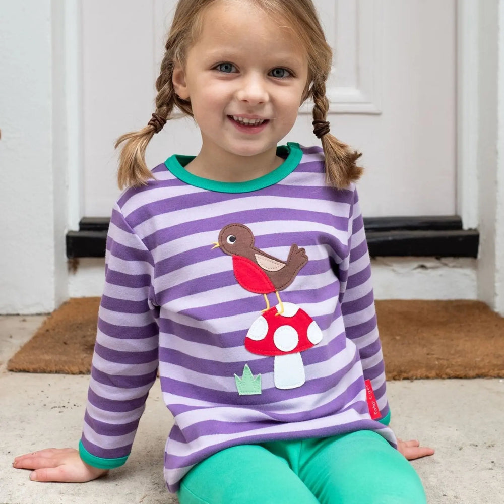 Organic Robin Applique Long-Sleeved T-Shirt Toby Tiger