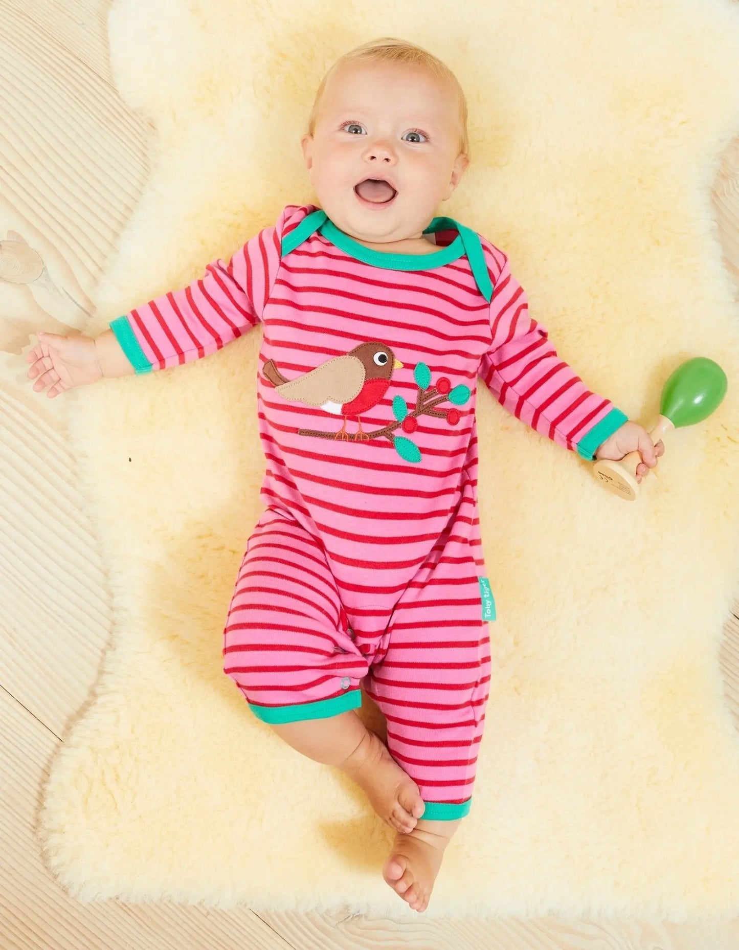 Organic Robin Applique Sleepsuit Toby Tiger