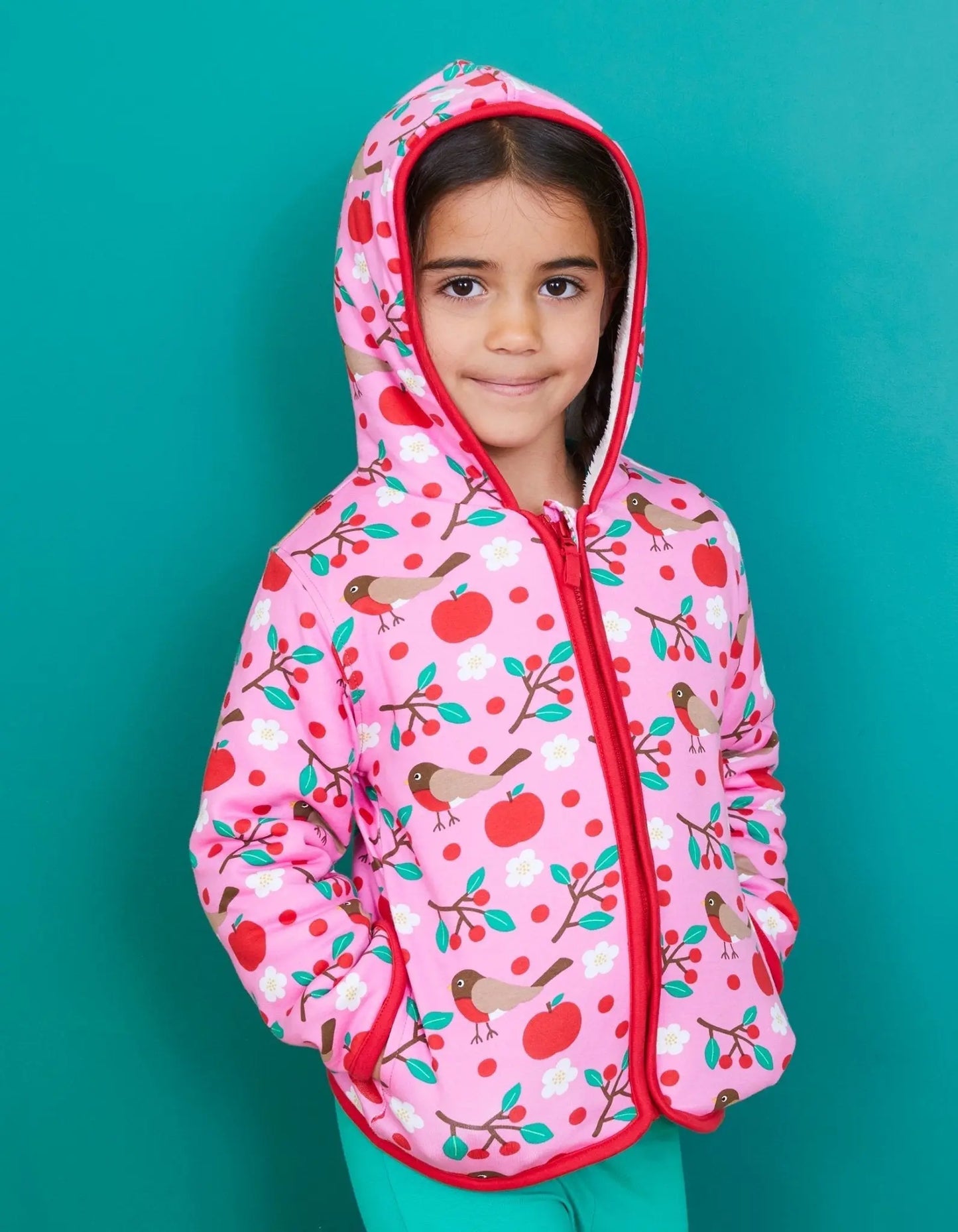 Organic Robin Print Fleece Hoodie Toby Tiger