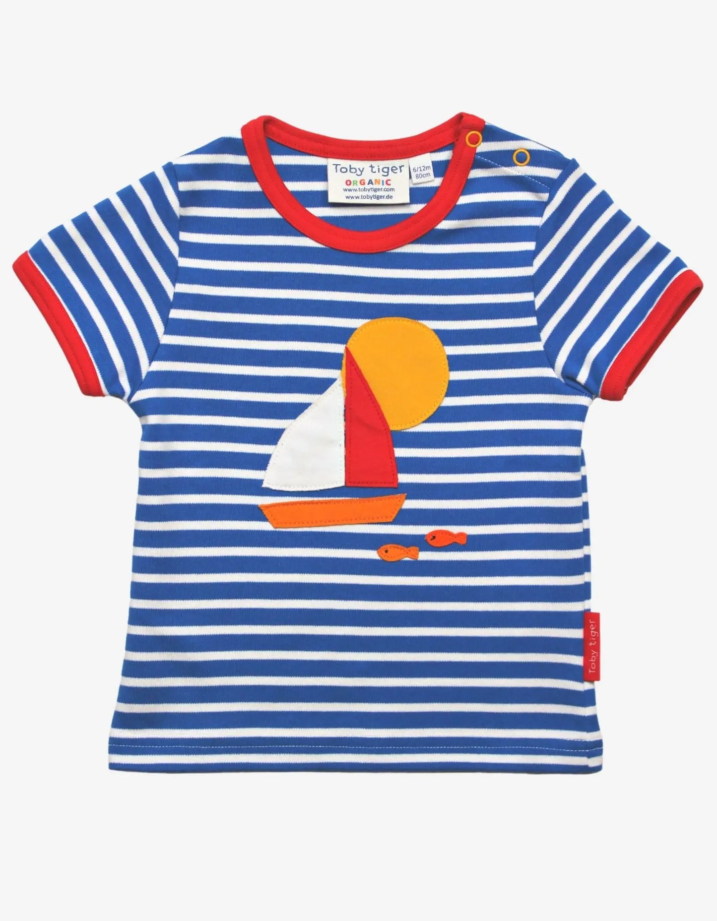 Organic Sailboat Applique Short-Sleeved T-Shirt Toby Tiger