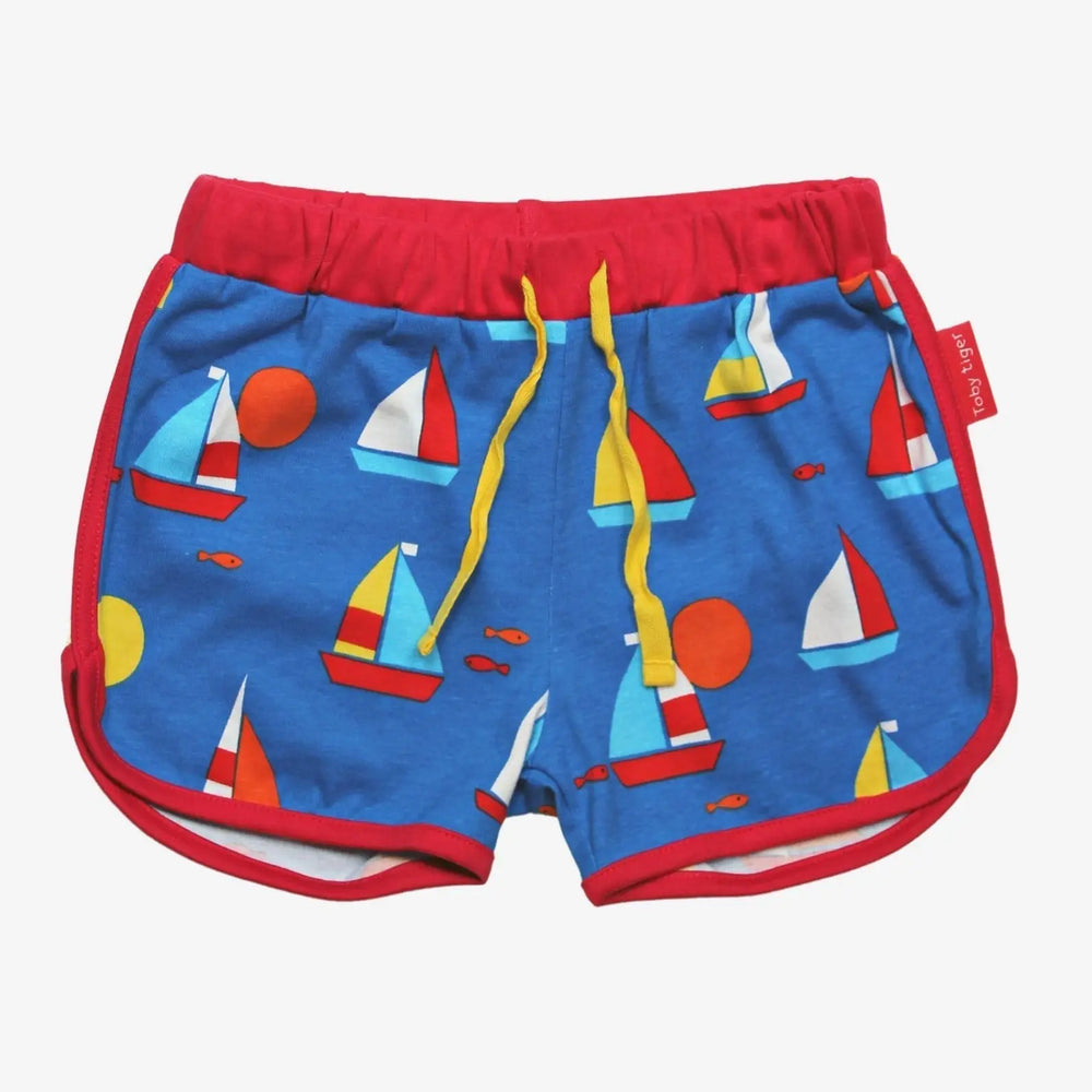 Organic Sailboat Print Running Shorts Toby Tiger