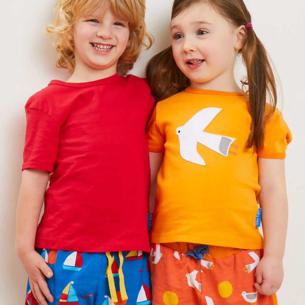 Organic Seagull Applique Short-Sleeved T-Shirt Toby Tiger