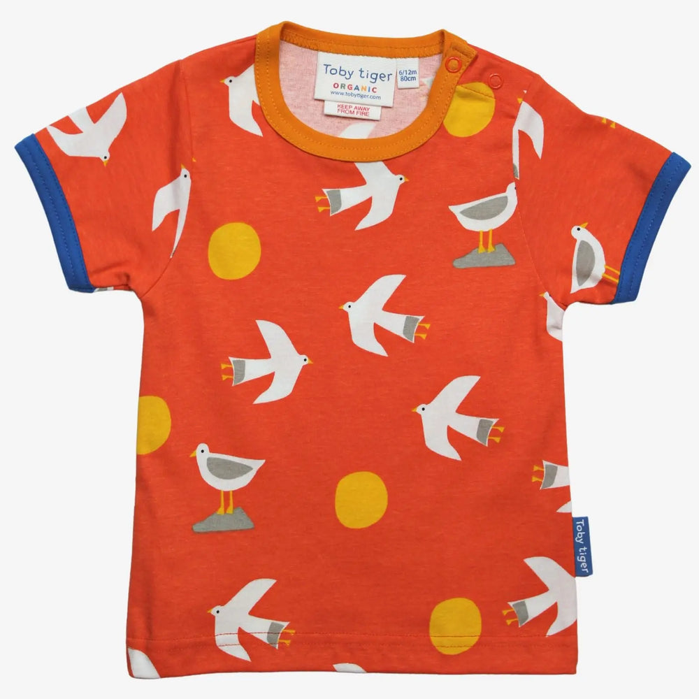 Organic Seagull Print Short-Sleeved T-Shirt Toby Tiger