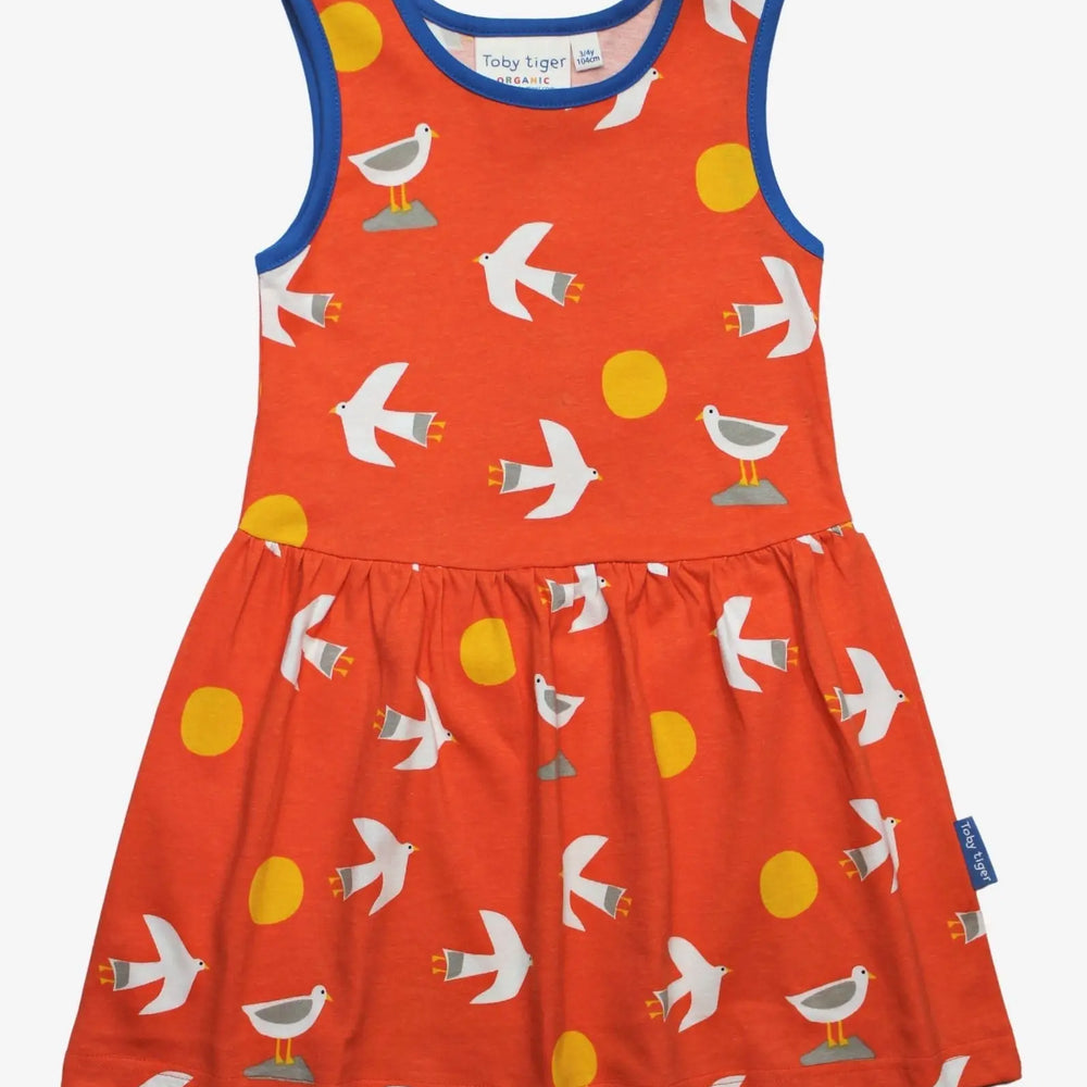 Organic Seagull Print Summer Dress Toby Tiger