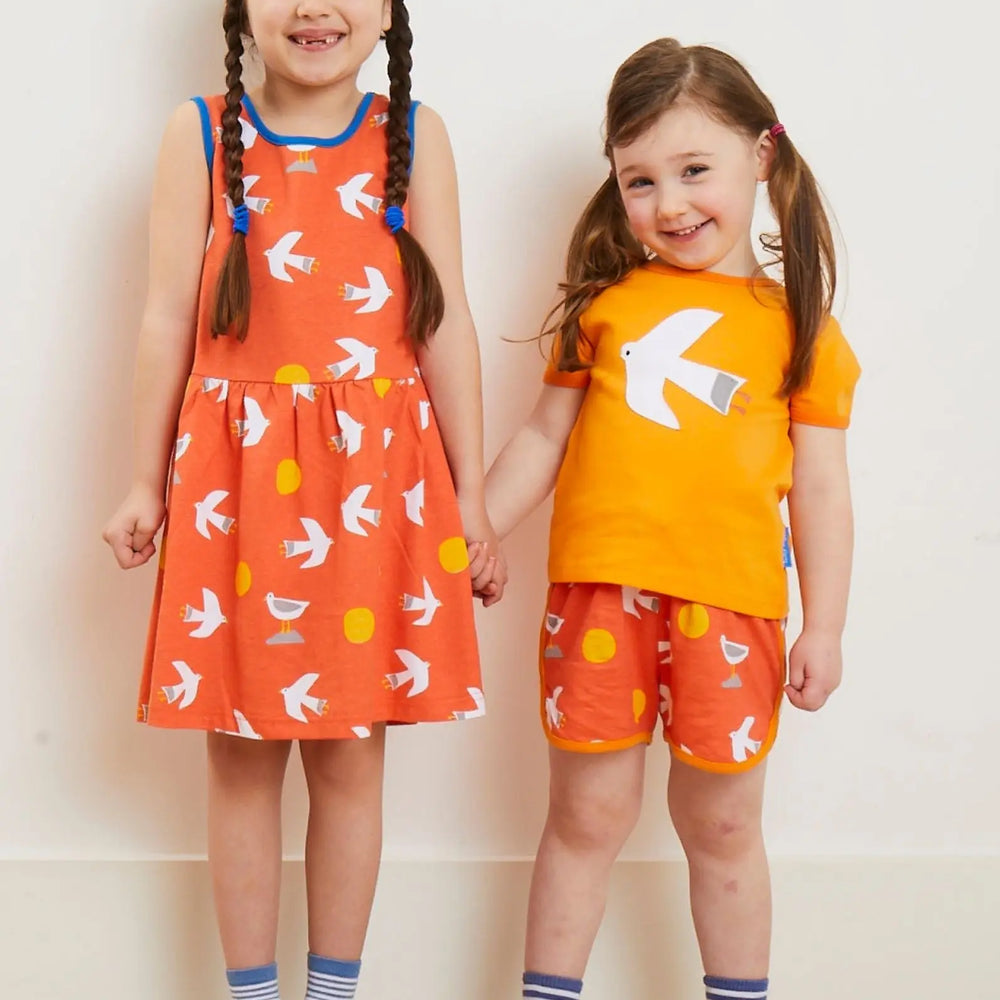 Organic Seagull Print Summer Dress Toby Tiger