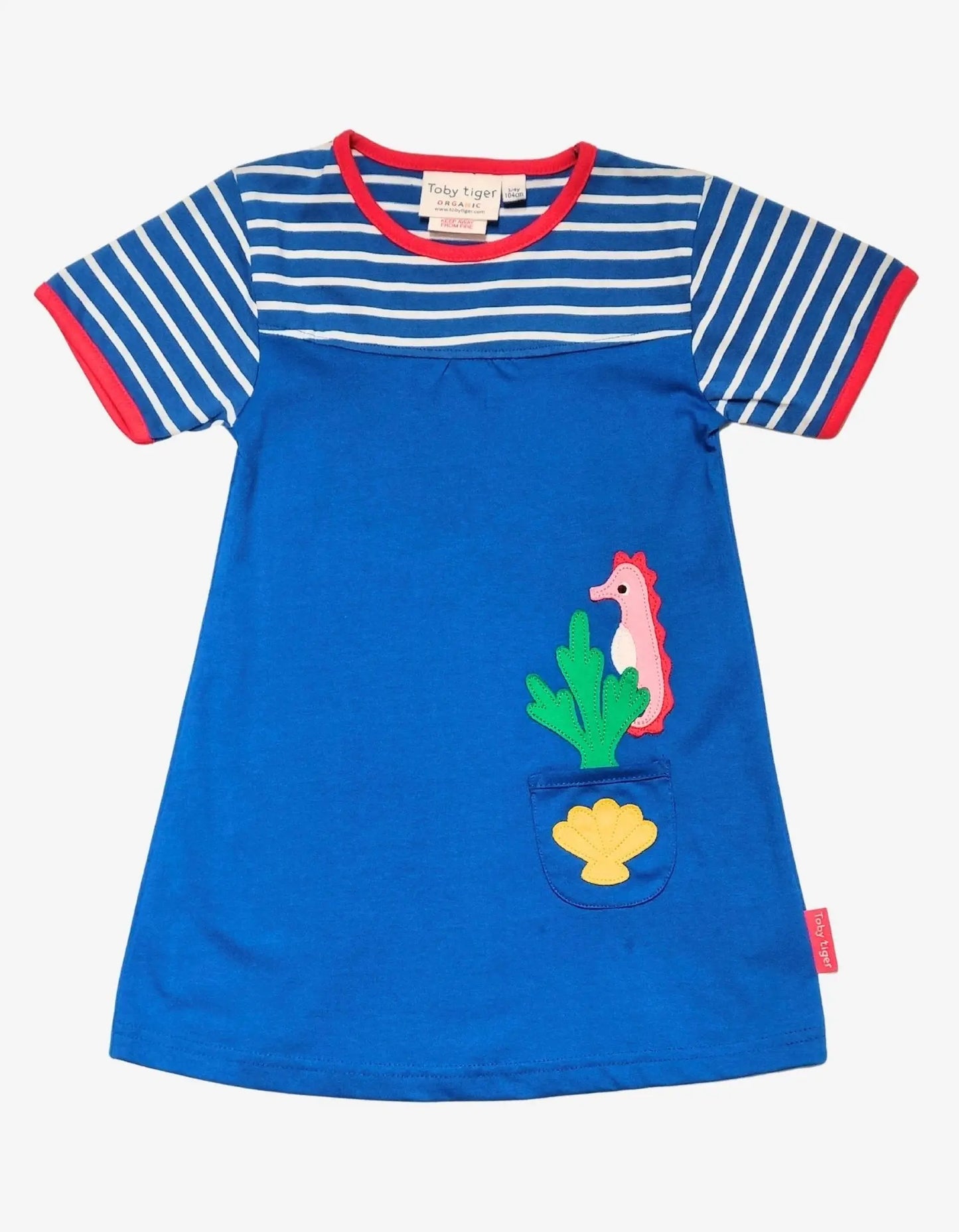 Organic Seahorse Applique T-Shirt Dress Toby Tiger