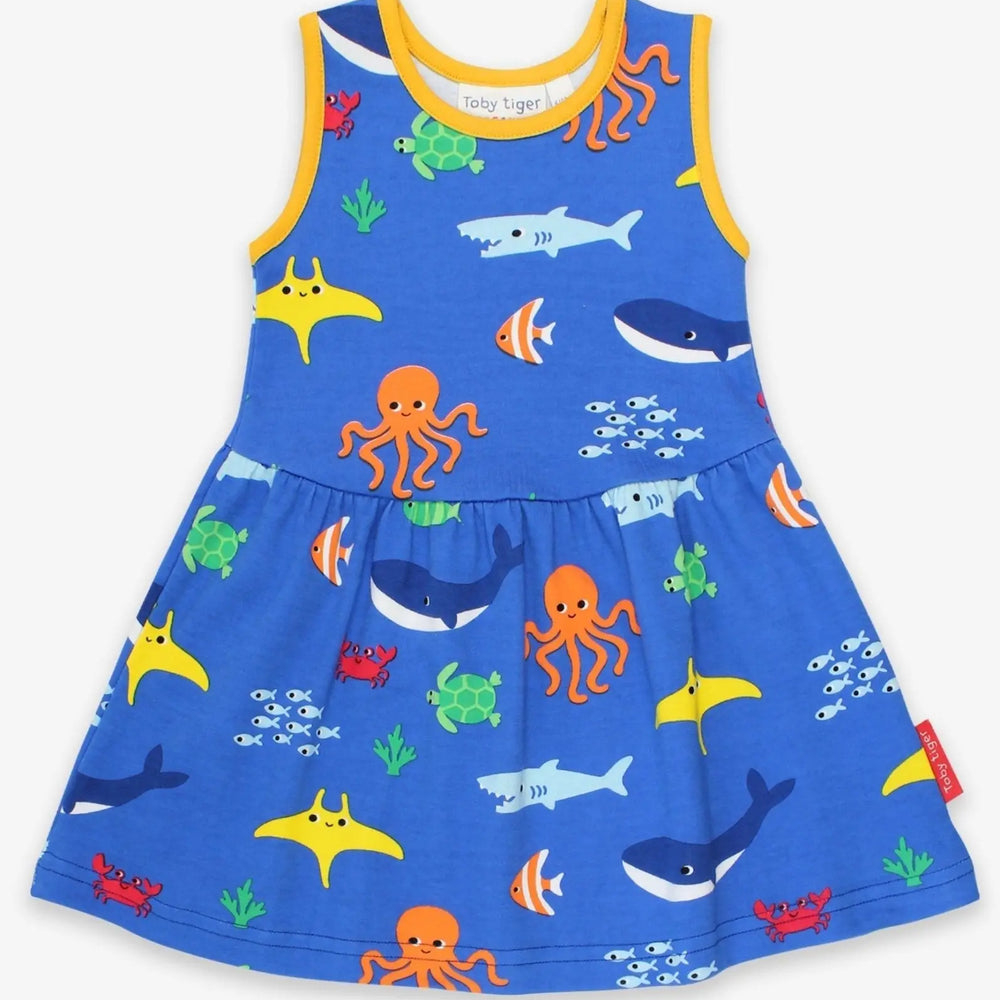 Organic Sealife Print Summer Dress Toby Tiger