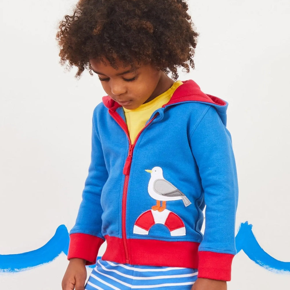 Organic Seaside Applique Hoodie Toby Tiger