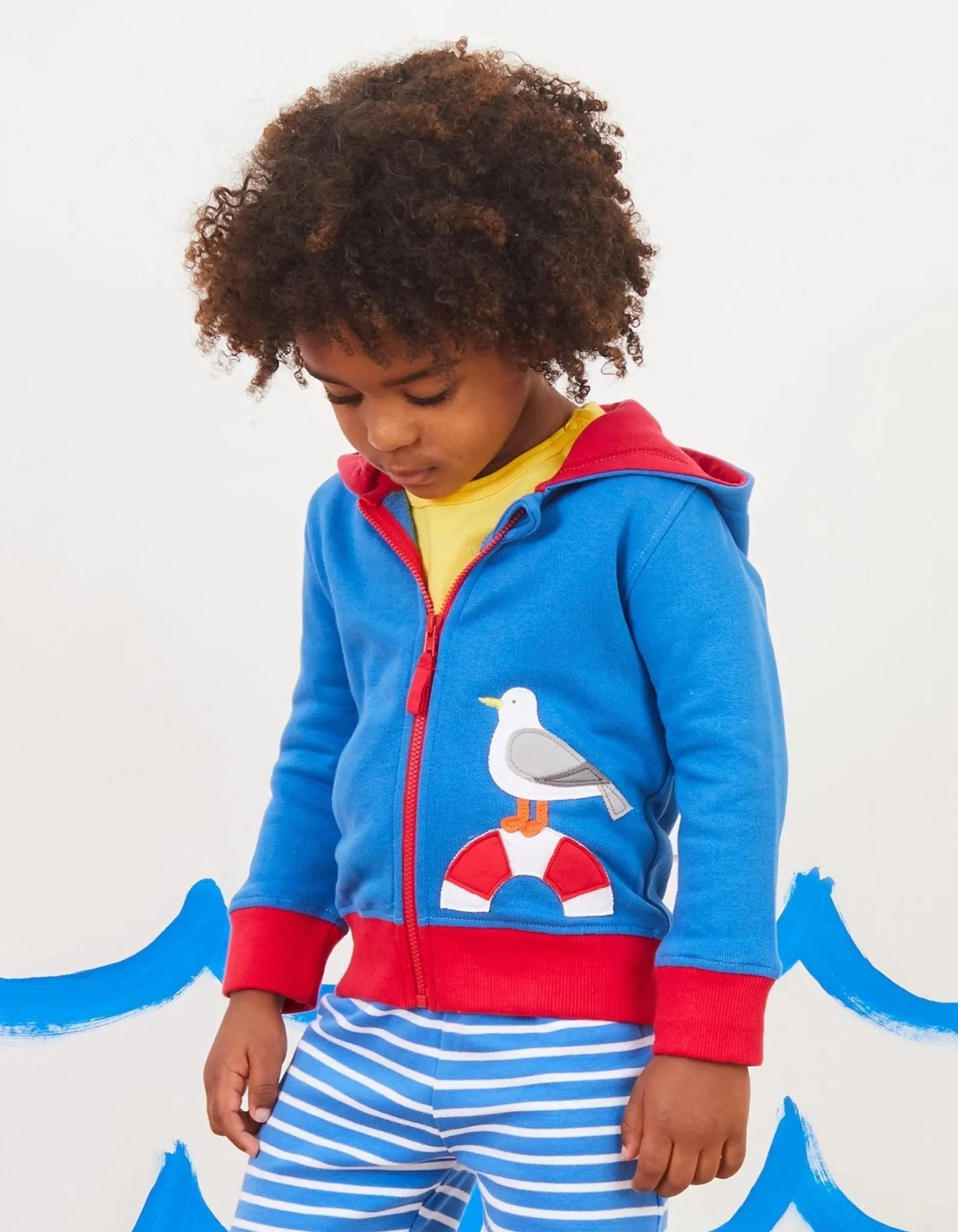 Organic Seaside Applique Hoodie Toby Tiger