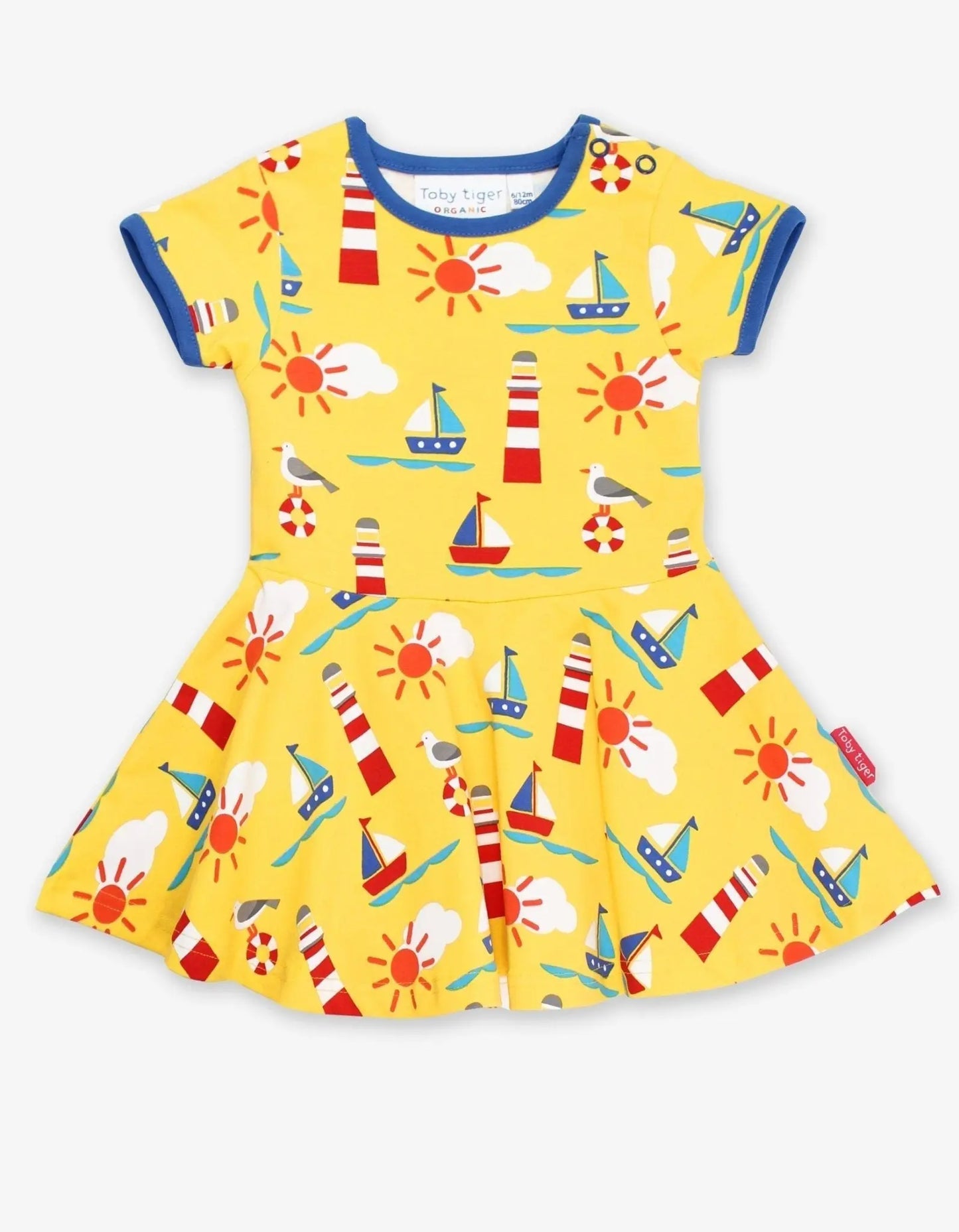 Organic Seaside Print SS Skater Dress Toby Tiger