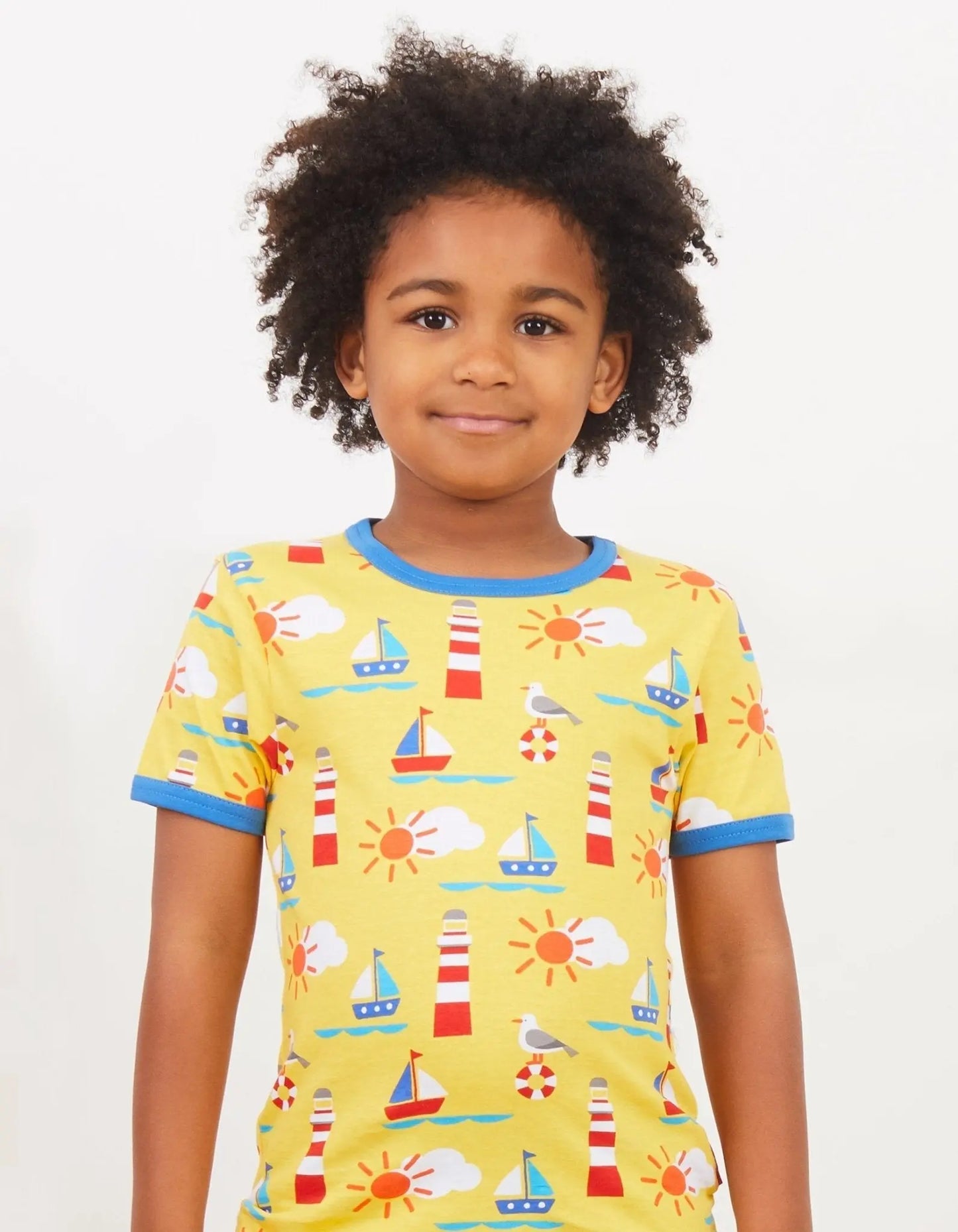 Organic Seaside Print Short-Sleeved T-Shirt Toby Tiger