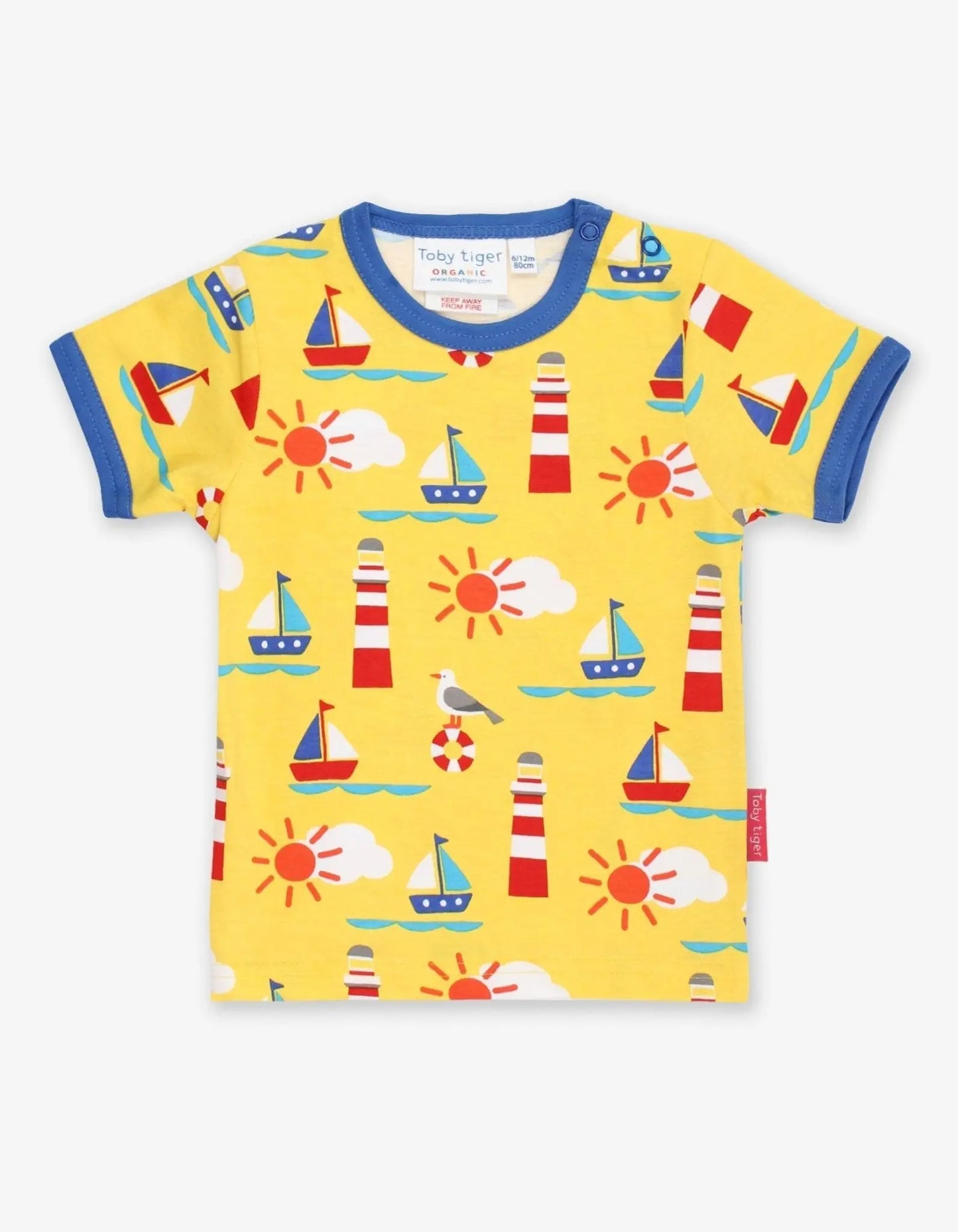 Organic Seaside Print Short-Sleeved T-Shirt Toby Tiger