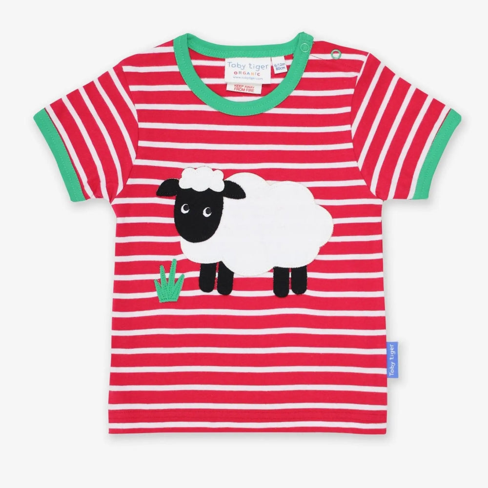 Organic Sheep Applique Short-Sleeved T-Shirt Toby Tiger
