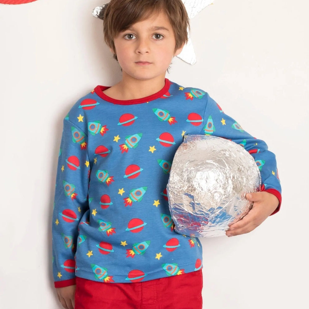 Organic Space Print Long-Sleeved T-Shirt Toby Tiger