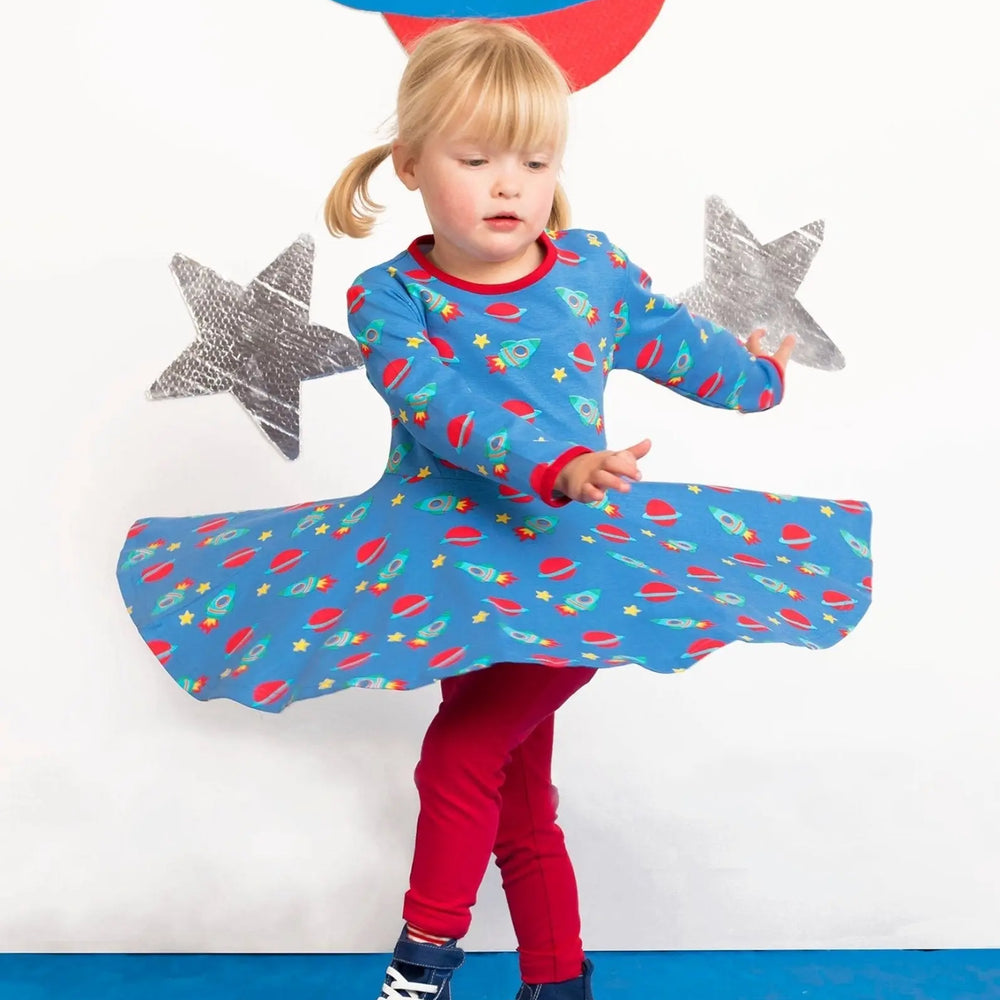 Organic Space Print Skater Dress Toby Tiger